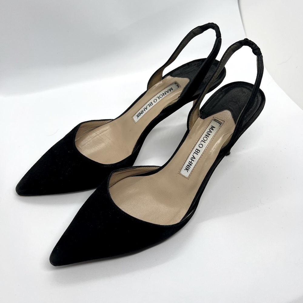 Authentic Manolo Blahnik Suede Slingbacks